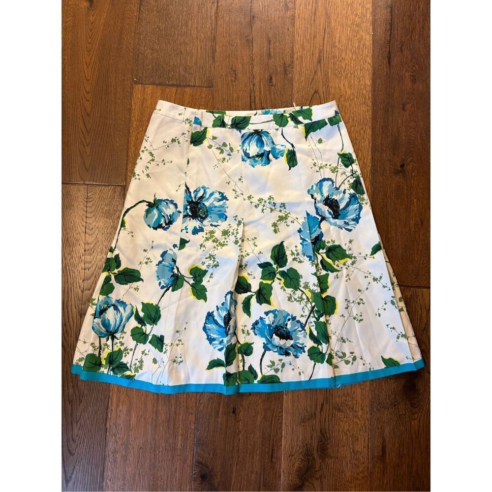 Banana Republic silk pleated skirt 10 blue floral